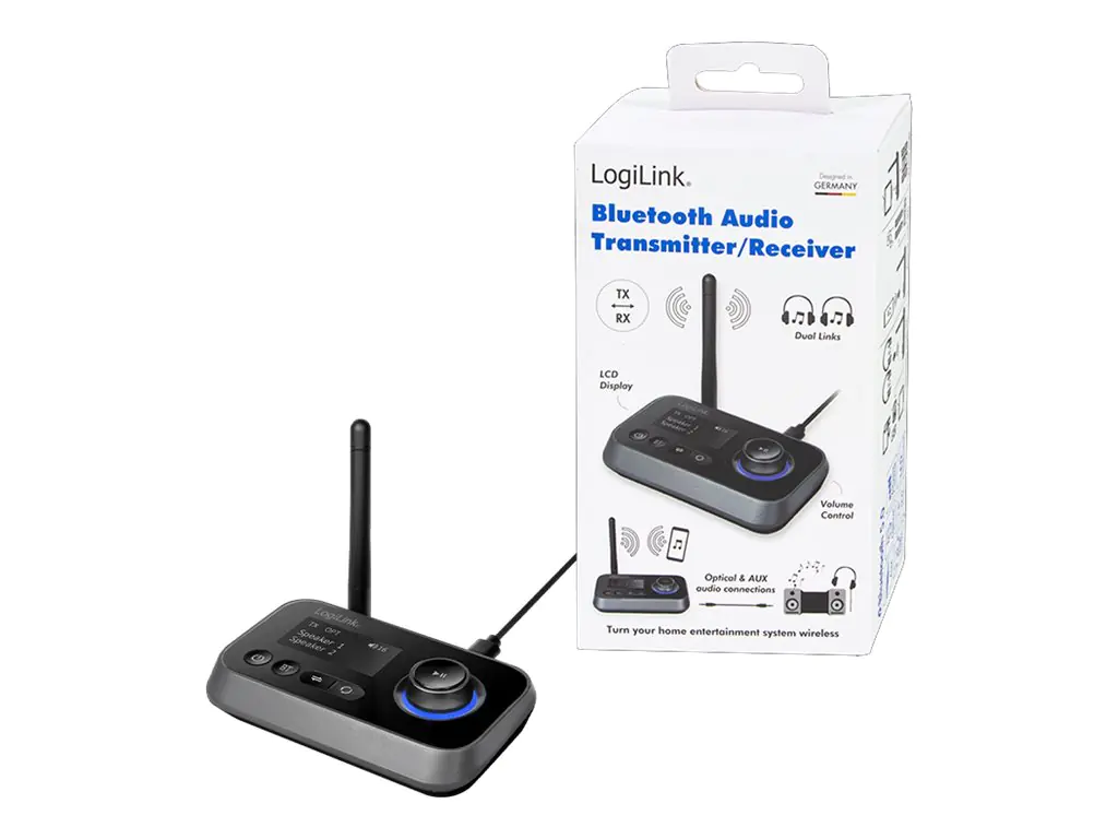 LogiLink - Drahtloser Bluetooth Audio-Empfänger / Transmitter für TV, drahtloser Kopfhörer