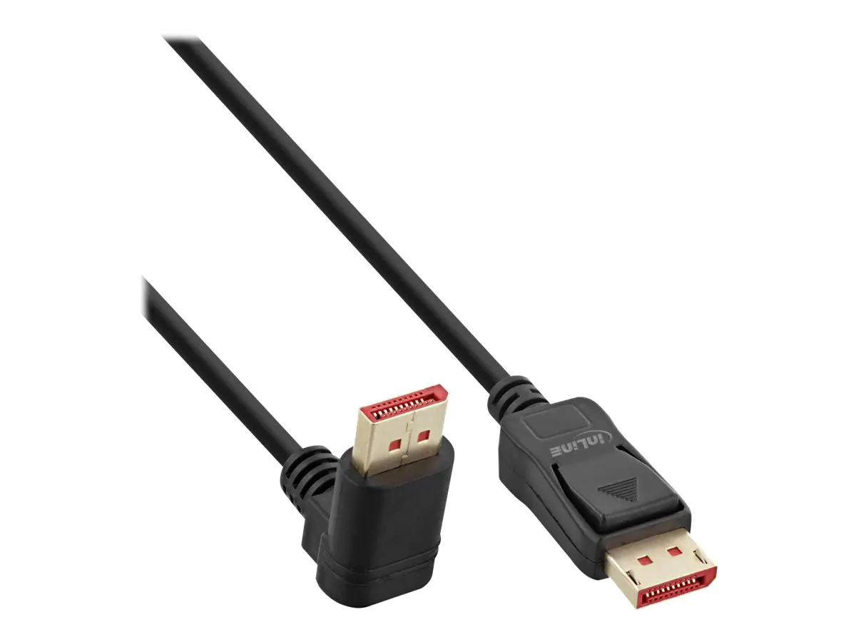 InLine - DisplayPort-Kabel - DisplayPort (M) nach oben gewinkelt zu DisplayPort (M) gerade - DisplayPort 1.4 - 1 m - 8K Unterstützung - Schwarz