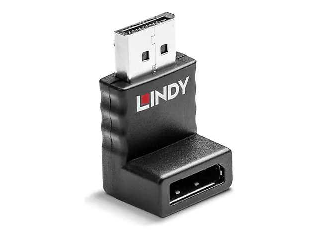 Lindy - DisplayPort-Adapter - DisplayPort (M) nach oben gewinkelt zu DisplayPort (W) - DisplayPort 1.2 - 4K Unterstützung - Schwarz