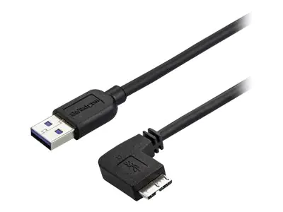 StarTech 2m Micro USB 3.0 Kabel - USB A zu rechts gewinkelt Micro B USB Anschlusskabel - M/M - USB 3.1 Gen 1 (5 Gbit/s) - USB-Kabel - Micro-USB Typ B (M) zu USB Typ A (M) - USB 3.0 - 2 m - rechts-gewinkelter Stecker - Schwarz