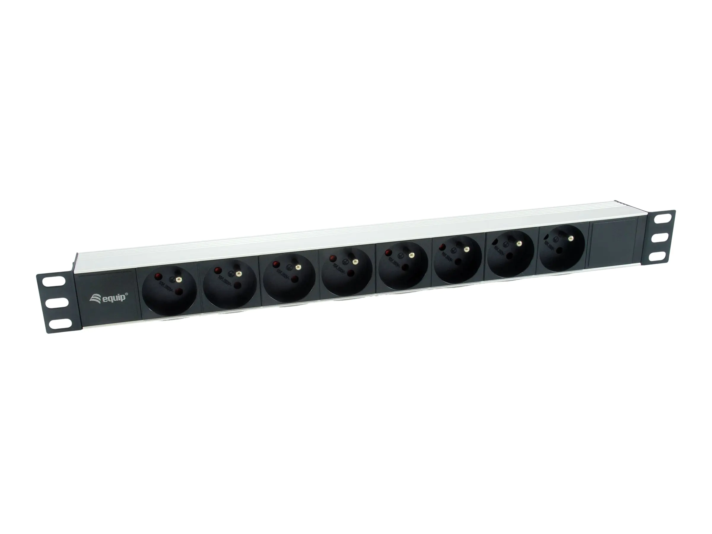 Equip Pro - Stromverteilungseinheit (Rack - einbaufähig) - Wechselstrom 220-240 V - 3500 Watt - Eingabe, Eingang power CEE 7/7 - Ausgangsanschlüsse: 8 (NF C61-314) 333313