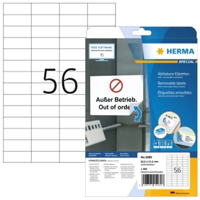 HERMA Etikett Movables 5080 52,5x21,2mm weiss 1.400 St./Pack. HERMA Etikett Movables 5080 52,5x21,2mm weiss 1.400 St./Pack.