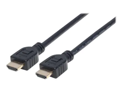 Manhattan HDMI Cable with Ethernet (CL3 rated, suitable for In-Wall use), 4K@60Hz (Premium High Speed), 2m, Male to Male, Black, Ultra HD 4k x 2k, In-Wall rated, Fully Shielded, Gold Plated Contacts, Lifetime Warranty, Polybag - Highspeed - HDMI-Kabel mit