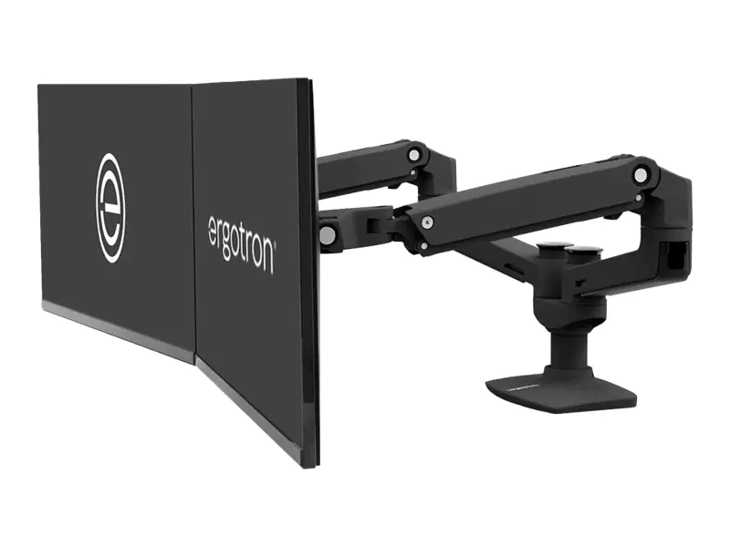 Ergotron LX Dual Side-by-Side Arm - Befestigungskit (Spannbefestigung für Tisch, Tischplattenbohrung, Stange, 2 Gelenkarme, T-Halterung) 45-245-224