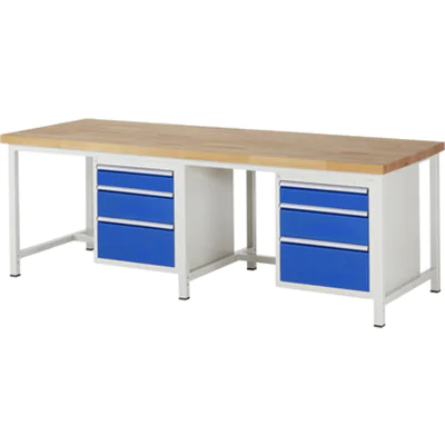 RAU Werkbank 8000 2.500 x 840-1.040 x 900 mm (B x H x T) enzianblau lichtgrau