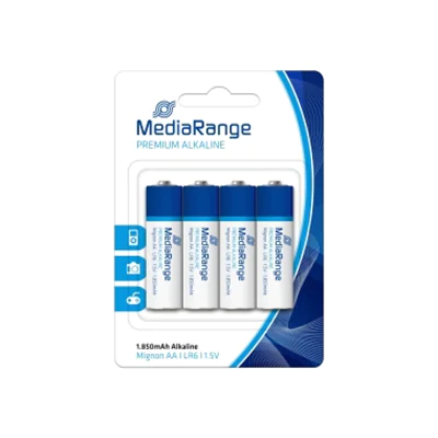 MediaRange Batterie AA/Mignon LR6 Alkaline 1,5V 1.850 mAh 4 St./Pack.