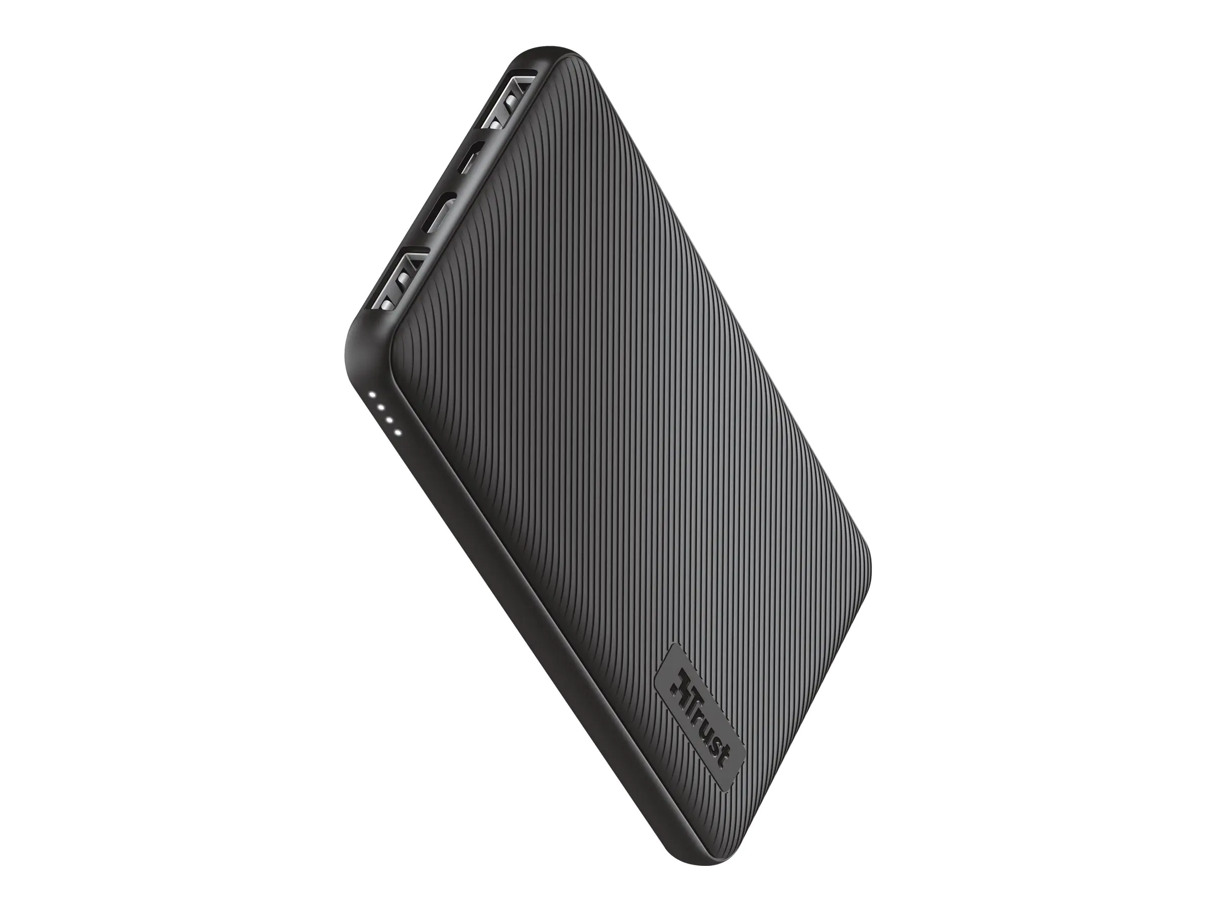 Trust Primo Ultra-thin - Powerbank - 10000 mAh - 37 Wh - 15 Watt - 3 A - Fast Charge - 3 Ausgabeanschlussstellen (2 x USB, 24 pin USB-C) - auf Kabel: Micro-USB - Schwarz