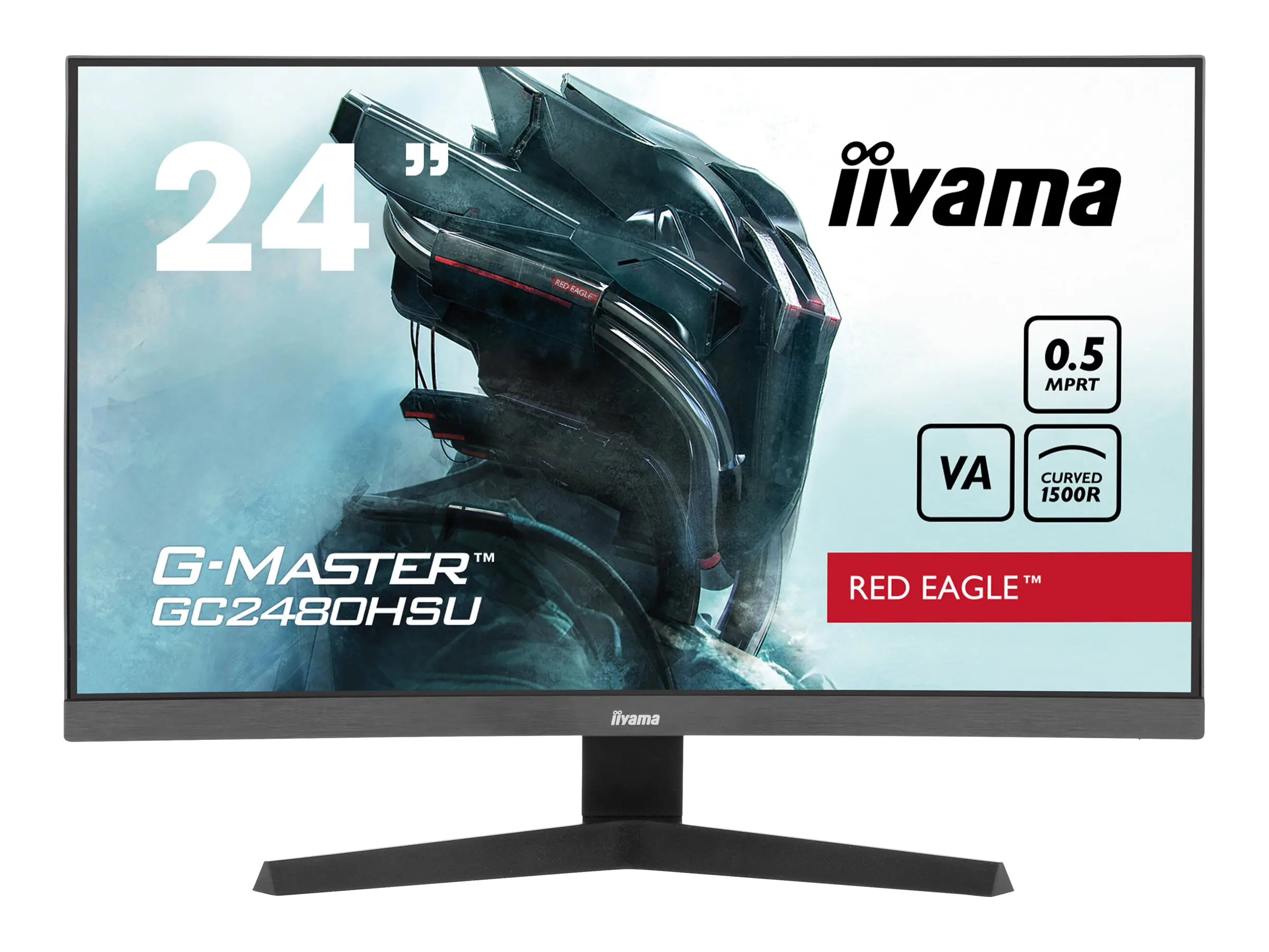 Iiyama G-MASTER Red Eagle GC2480HSU-B1 - LED-Monitor - Gaming - gebogen - 61 cm (24") (23.6" sichtbar) - 1920 x 1080 Full HD (1080p) @ 180 Hz - VA - 300 cd/m? - 3000:1 - 0.5 ms - 2xHDMI, DisplayPort - Lautsprecher - Schwarz, Matte