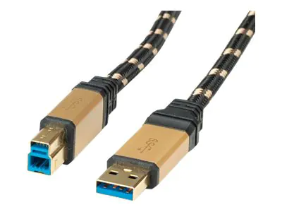 Roline Gold - USB-Kabel - USB Type B (M) zu USB Typ A (M) - USB 3.0 - 80 cm - Schwarz, Gold