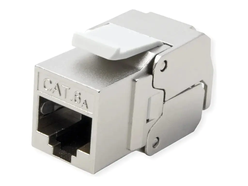 Roline - Netzwerkanschluss - RJ-45 (W) Keystone - STP - CAT 6a - shutter, bis zu 10 Gbps Datentransferrate, schmal - Silber