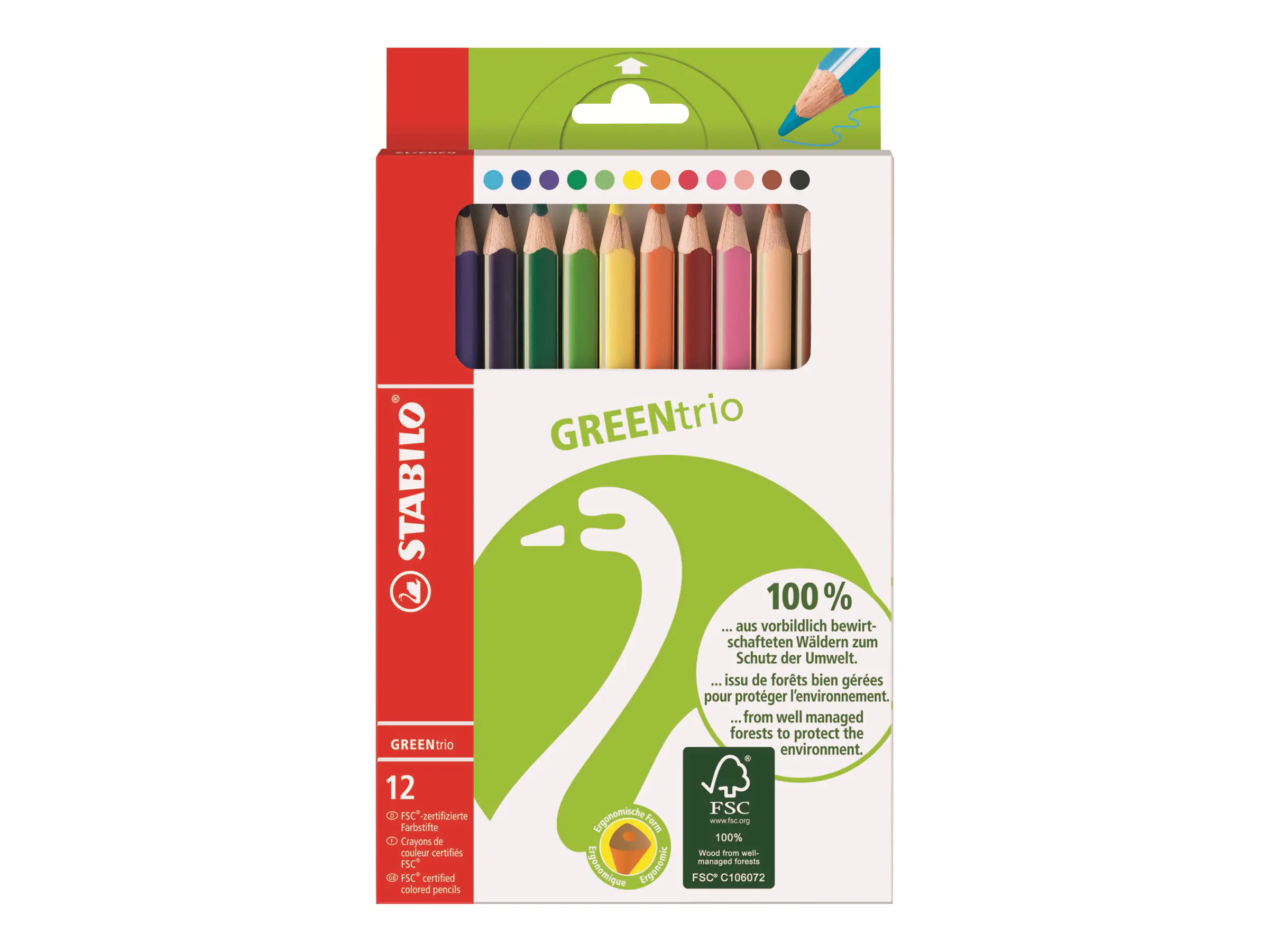 STABILO GREENtrio - Farbstift - verschiedene Farben - 4.2 mm (Packung mit 12) 6203/12