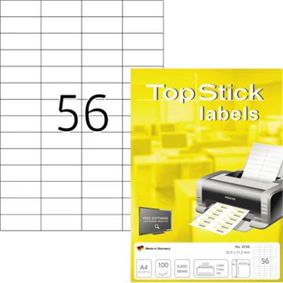 Etikett Top Stick 8700 52,5x21,2mm weiß 5.600 St./Pack. Etikett Top Stick 8700 52,5x21,2mm weiß 5.600 St./Pack.
