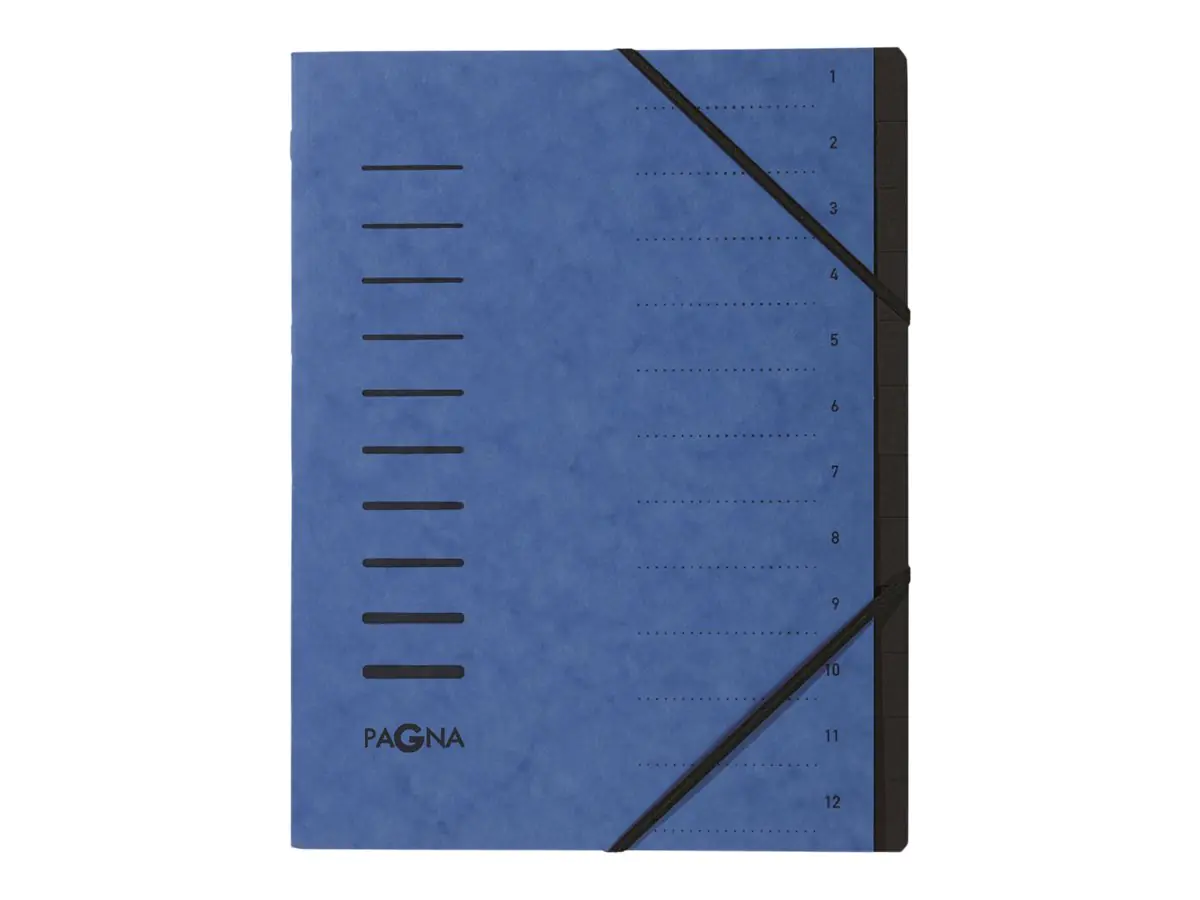 PAGNA Ordnungsmappe 40059-02 DIN A4 12Fächer Pressspankarton blau