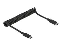 Delock USB 3.1 Gen 2 Coiled Cable Type-C male to Type-C male PD 3 A E-Marker - Linkkabel - USB-C 3.1 Gen 2 - USB-C 3.1 Gen 2 x 1 - Schwarz