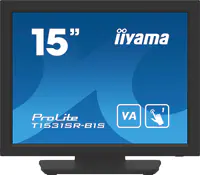 Iiyama ProLite T1531SR-B1S - LED-Monitor - 38 cm (15") - Touchscreen - 1024 x 768 - VA - 350 cd/m² - 2500:1 - 18 ms - HDMI, VGA, DisplayPort - Lautsprecher - Schwarz, Matte
