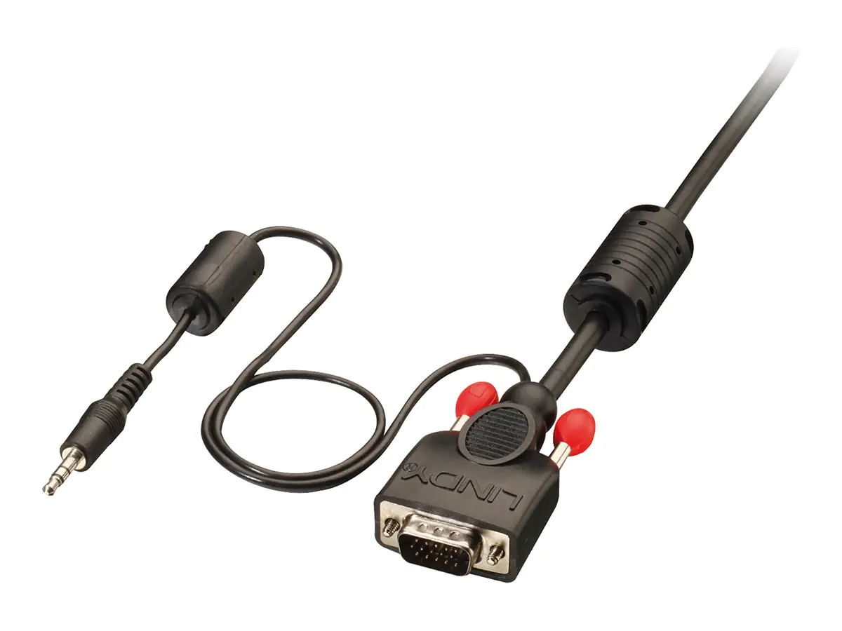 Lindy Premium - VGA-Kabel - HD-15 (VGA), mini-phone stereo 3.5 mm (M) zu HD-15 (VGA), mini-phone stereo 3.5 mm (M) - 7.5 m - geformt - Schwarz