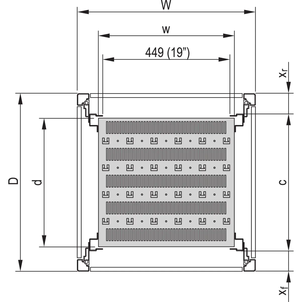 Schroff 19"SHELF STAT.600W 500D RAL7021 Schroff 19"SHELF STAT.600W 500D RAL7021