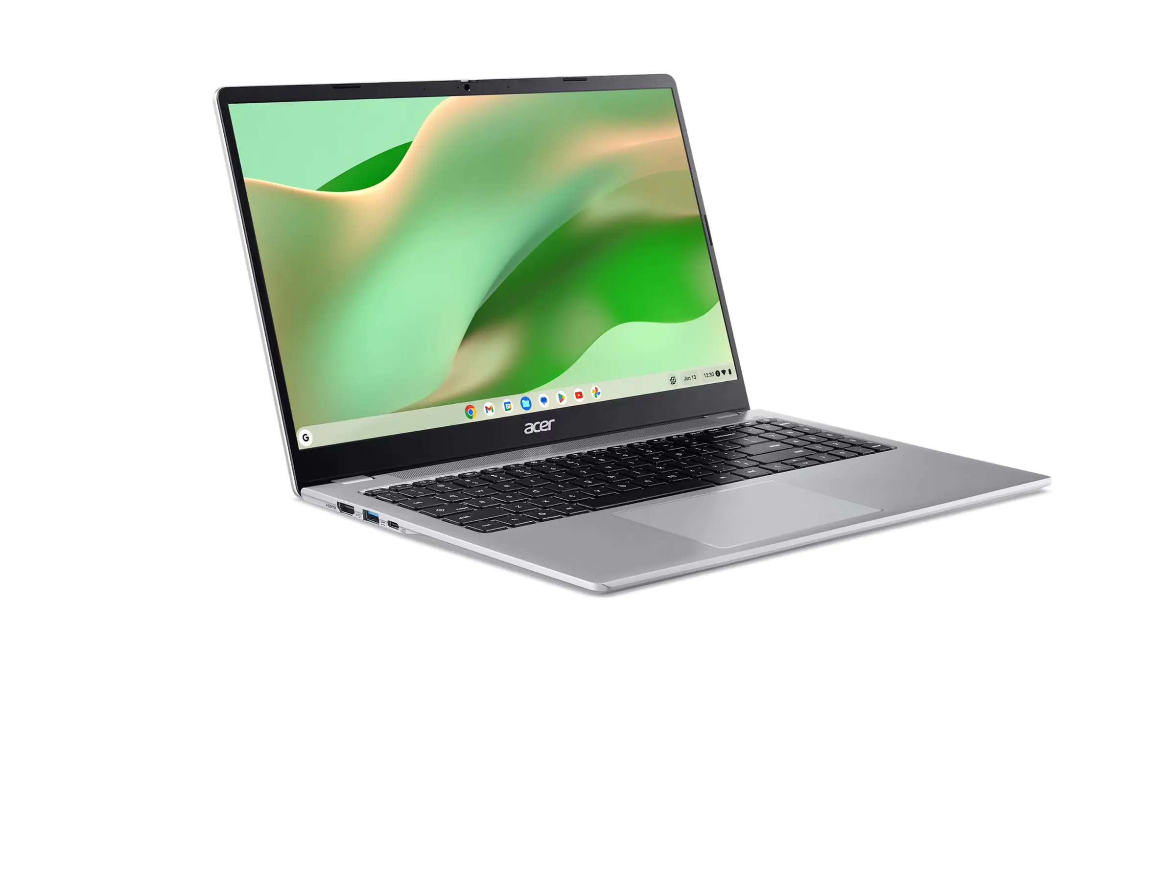 Acer Chromebook 315 CB315-6H - Intel N-series N150 / 800 MHz - Chrome OS - Intel Graphics - 4 GB RAM - 128 GB eMMC - 39.6 cm (15.6") IPS 1920 x 1080 (Full HD) - Wi-Fi 6E, Bluetooth - glitzernd silberfarben - kbd: Deutsch