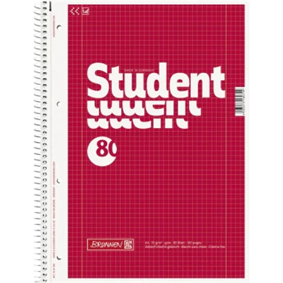 Brunnen 10-67 928, Rot, Weiß, A4, 80 Blätter, 70 g/m², Kariertes Papier, Erwachsener 67928