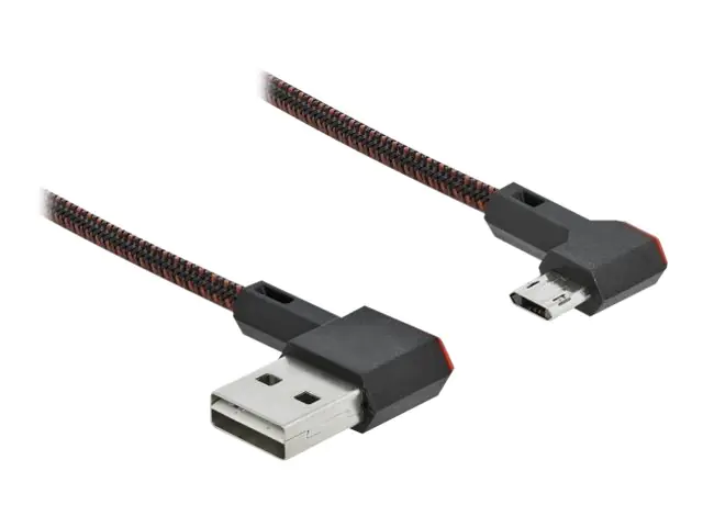 Delock Easy - USB-Kabel - USB (M) links/rechts abgewinkelt, umkehrbar zu Micro-USB Typ B (M) links/rechts abgewinkelt, umkehrbar - USB 2.0 - 20 cm - Schwarz
