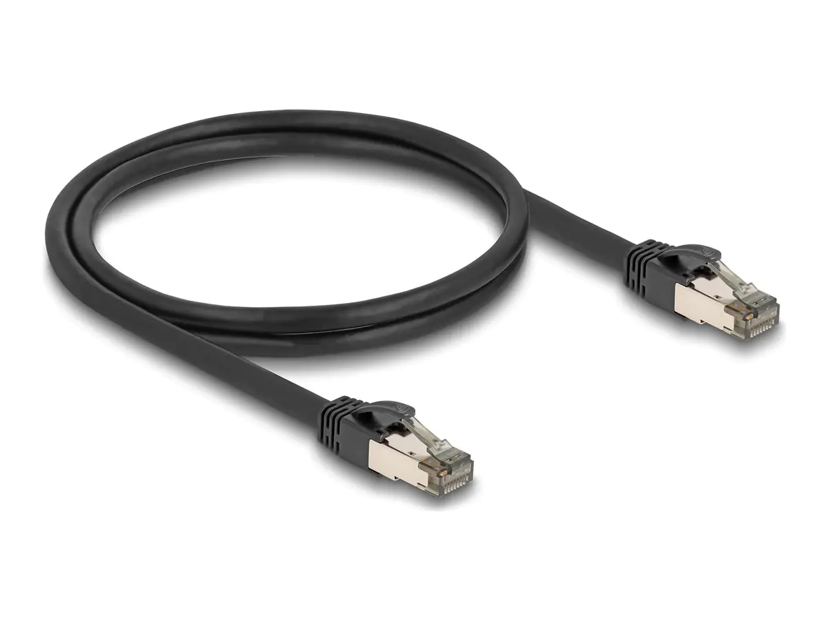 Delock - Netzwerkkabel - RJ-45 (M) zu RJ-45 (M) - 1 m - 7.3 mm - U/FTP - CAT 6a - ohne Haken - Schwarz