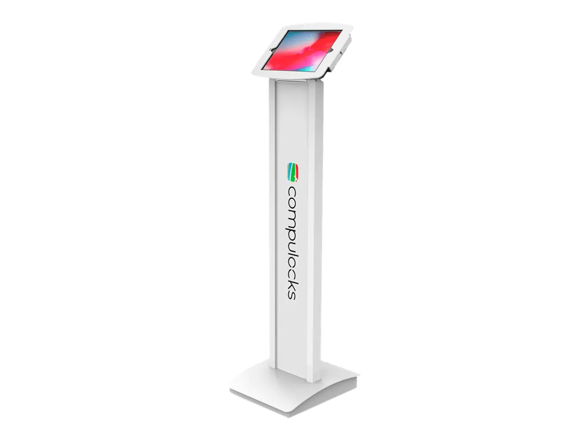 Compulocks iPad Mini 8.3" Space Enclosure Brandable Floor Stand - Befestigungskit (Gehäuse, Aufstellung) - für Tablett - Branding-fähig - verriegelbar - hochwertiges Aluminium - weiß - Bildschirmgröße: 21.1 cm (8.3") - Montageschnittstelle: 100 x 100 mm -
