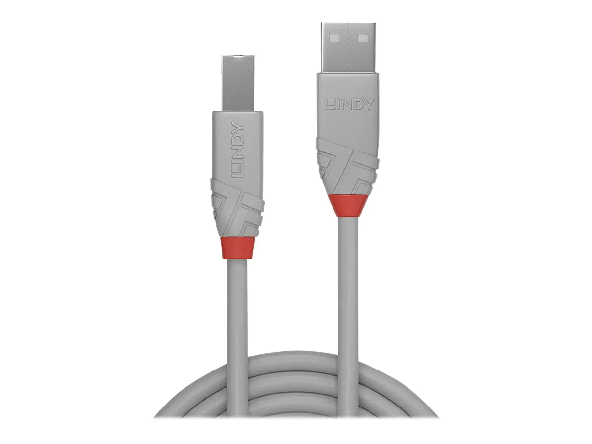 Lindy Anthra Line - USB-Kabel - USB (M) zu USB Typ B (M) - USB 2.0 - 2 m - rund - Grau Lindy Anthra Line - USB-Kabel - USB (M) zu USB Typ B (M) - USB 2.0 - 2 m - rund - Grau