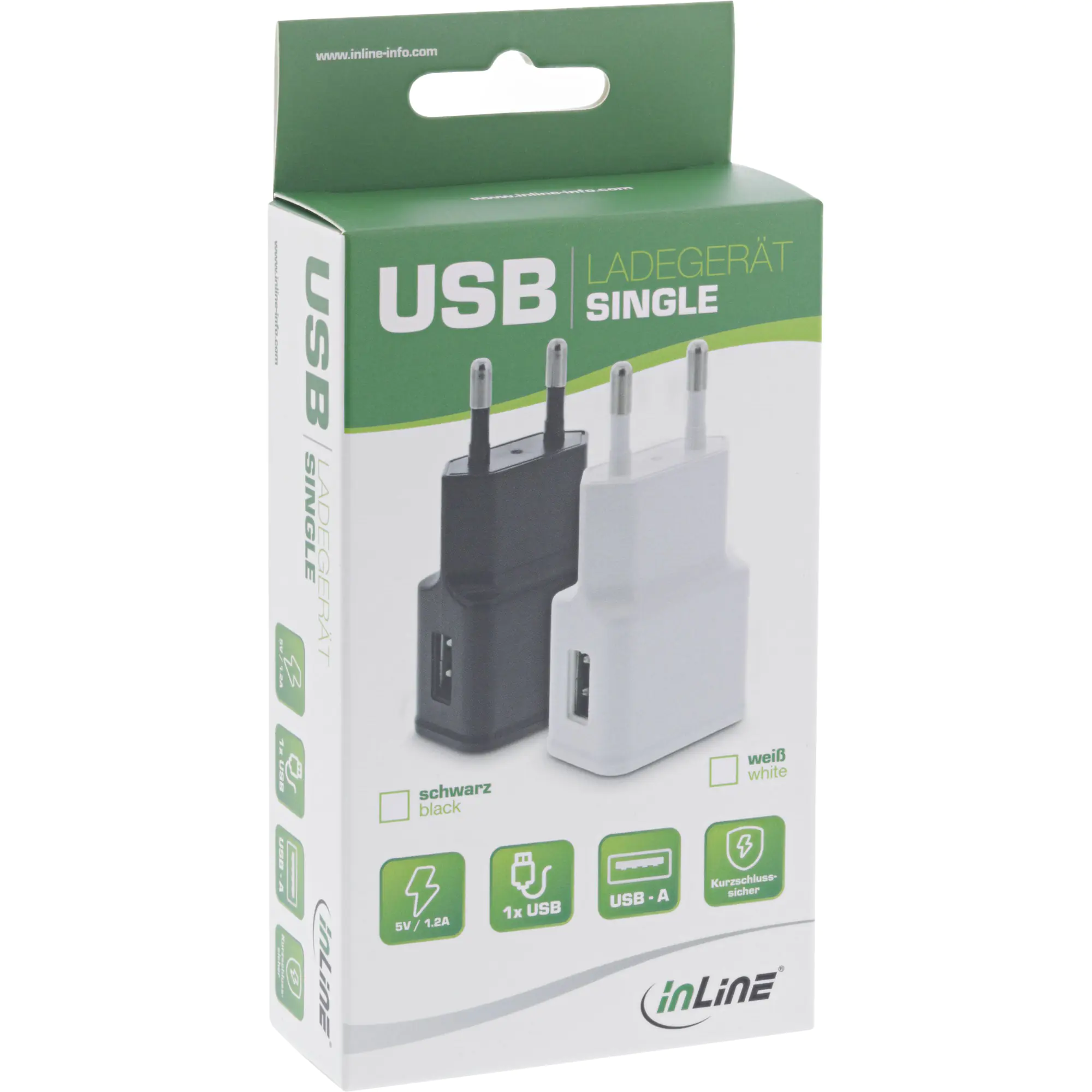 InLine USB Ladegerät Single - Netzteil - 100-240V zu 5V/1,2A - schwarz 31504S