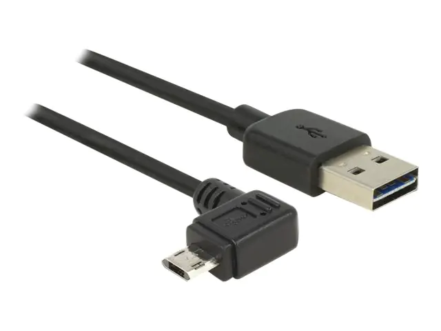Delock - USB-Kabel - USB (M) gerade zu Micro-USB Typ B (M) gewinkelt - USB 2.0 - 2 m - umkehrbare Stecker - Schwarz