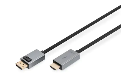 DIGITUS - Videoadapter - DisplayPort männlich zu HDMI männlich - 3 m - Doppelisolierung - Schwarz - Druckknopf, 4K-Support (3840 x 2160) DIGITUS - Videoadapter - DisplayPort männlich zu HDMI männlich - 3 m - Doppelisolierung - Schwarz - Druckknopf, 4K-Support (3840 x 2160)