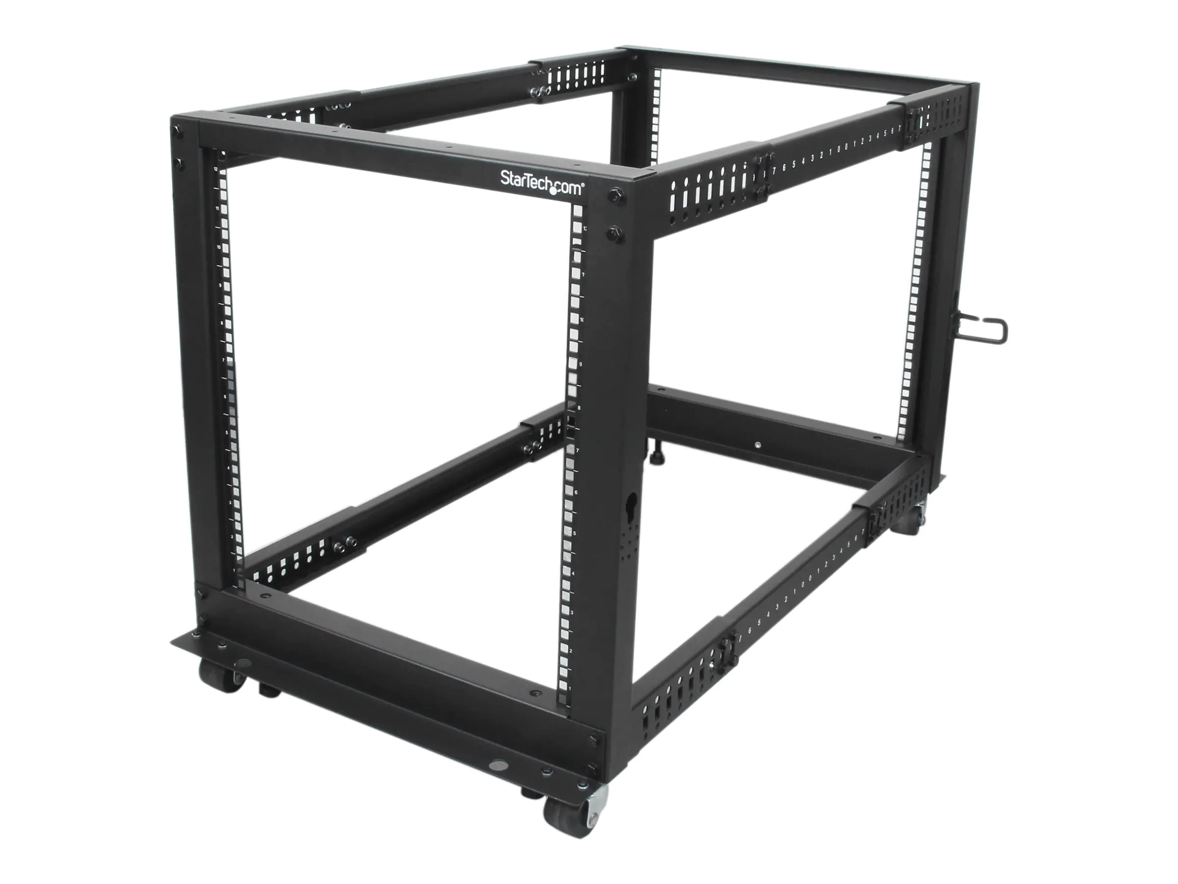 StarTech.com 12HE 4 Pfosten Open Frame Server Rack tiefenverstellbar mit Rollen / Nivellierfüße und Kabelverwaltung - Dell PowerEdge HP ProLiant ThinkServer (4POSTRACK12U)