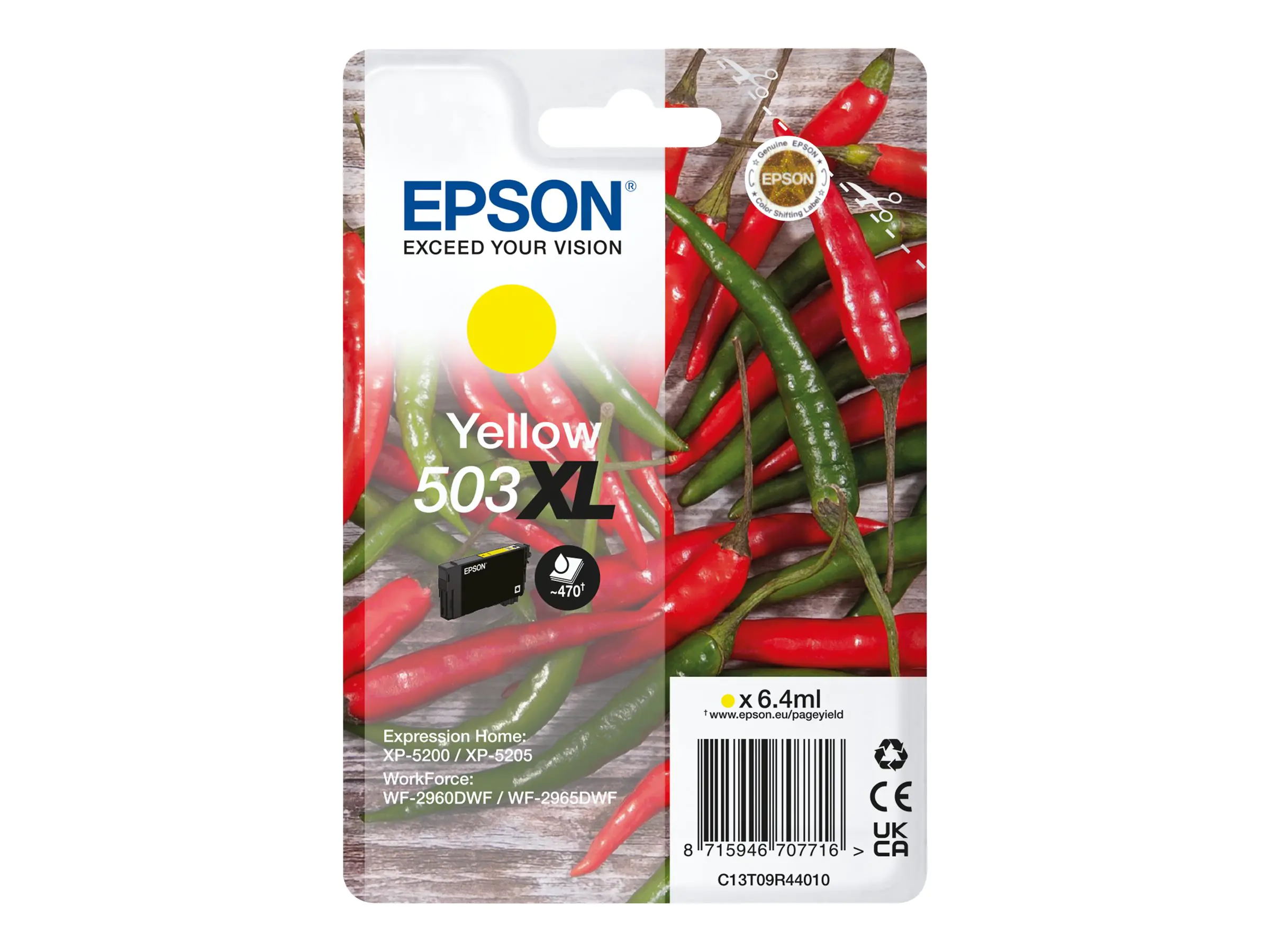 Epson 503XL - 6.4 ml - XL - Gelb - original - Blisterverpackung - Tintenpatrone - für EPL 5200; RIP Station 5200; WorkForce WF-2960