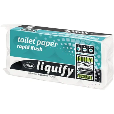 Satino Toilettenpapier liquify 3-lagig Papier hochweiß 250 Bl./Rl. 8 Rl./Pack.