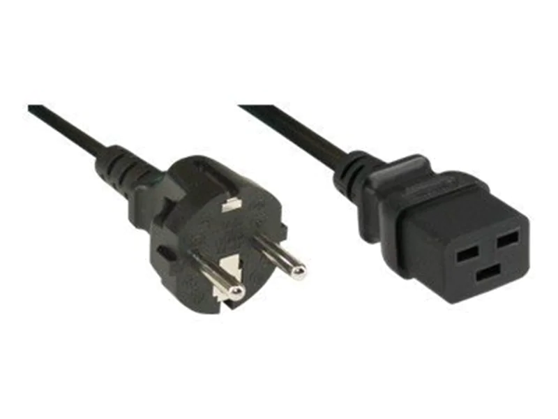 InLine - Stromkabel - IEC 60320 C19 zu CEE 7/7 (M) - Wechselstrom 250 V - 3 m - Schwarz