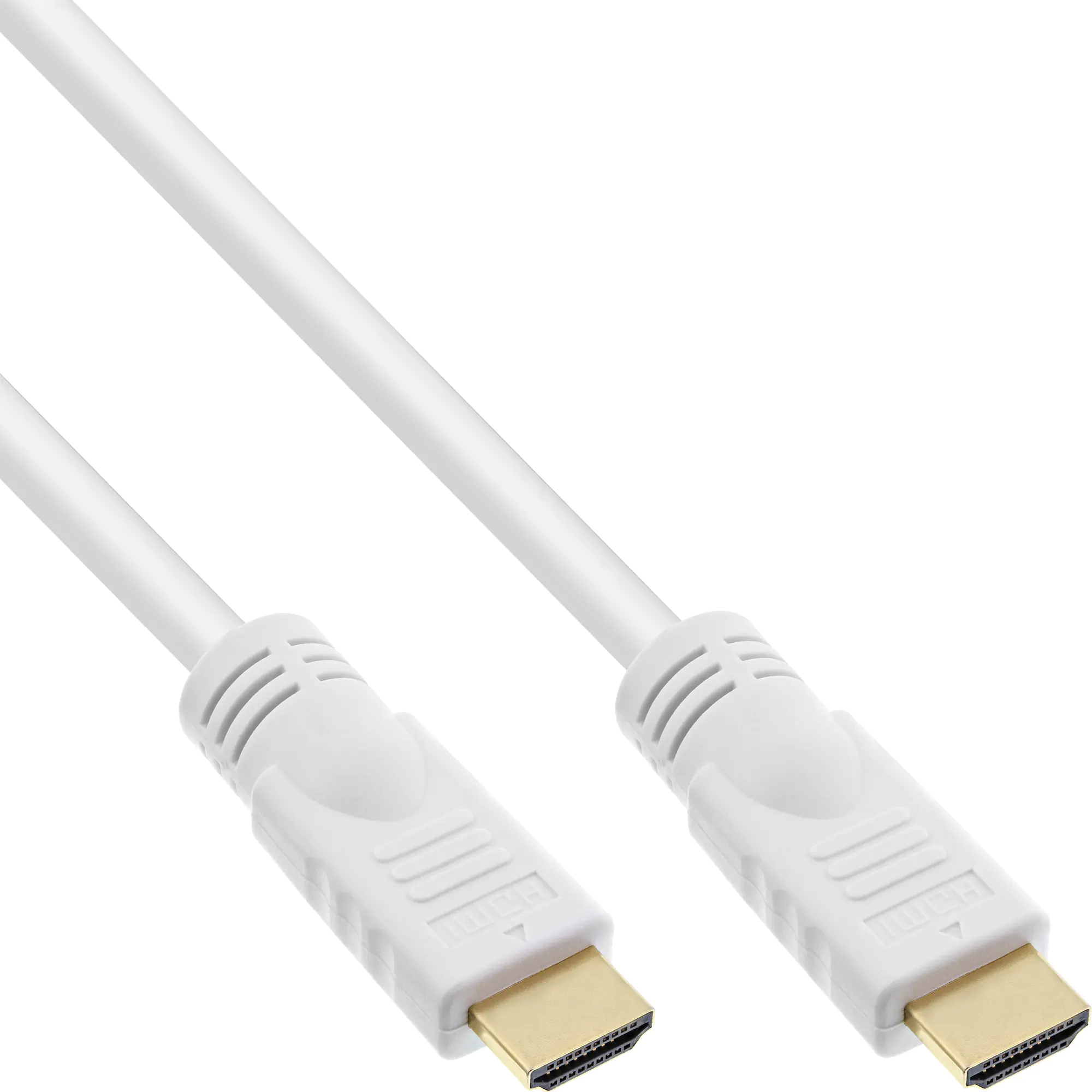InLine High Speed - HDMI mit Ethernetkabel - HDMI (M) bis HDMI (M) - 7.5 m - Dreifachisolierung - weiß - geformt, 4K Unterstützung