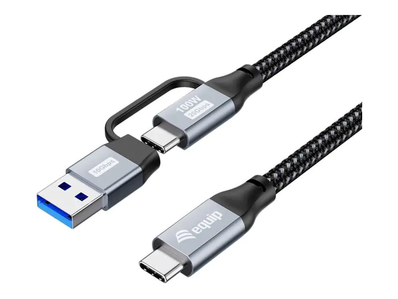 Equip 2 in 1 USB 3.2 Gen 2x2 C to C/A cable PD100W 4K/60Hz 20Gbps - Kabel - Digital/Daten