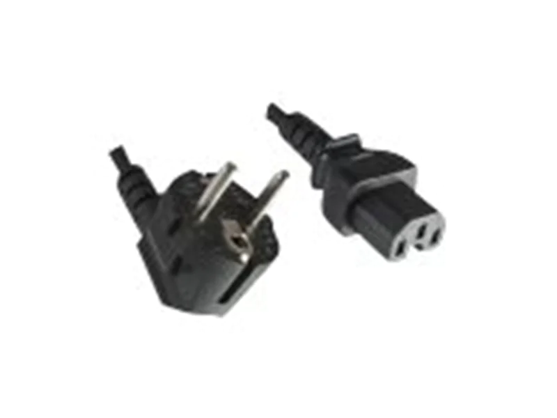 Helos - Stromkabel - power CEE 7/7 (M) gewinkelt zu IEC 60320 C15 gerade - 250 V - 10 A - 1.8 m - Schwarz