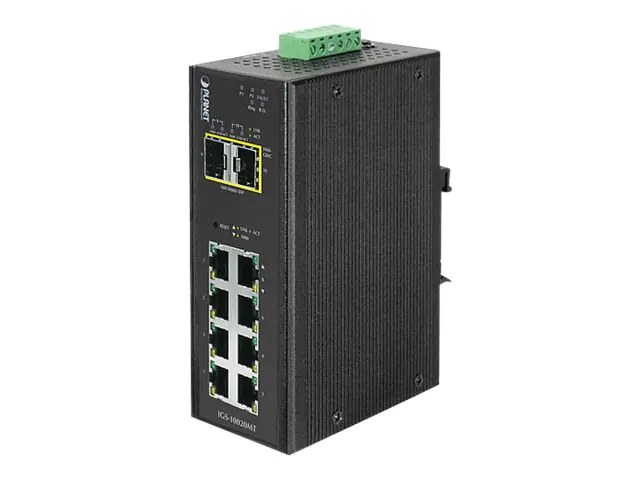 PLANET IGS-10020MT - Switch - managed - 8 x 10/100/1000 + 2 x Gigabit SFP - an DIN-Schiene montierbar, wandmontierbar - AC 24 V / DC 12 - 48 V