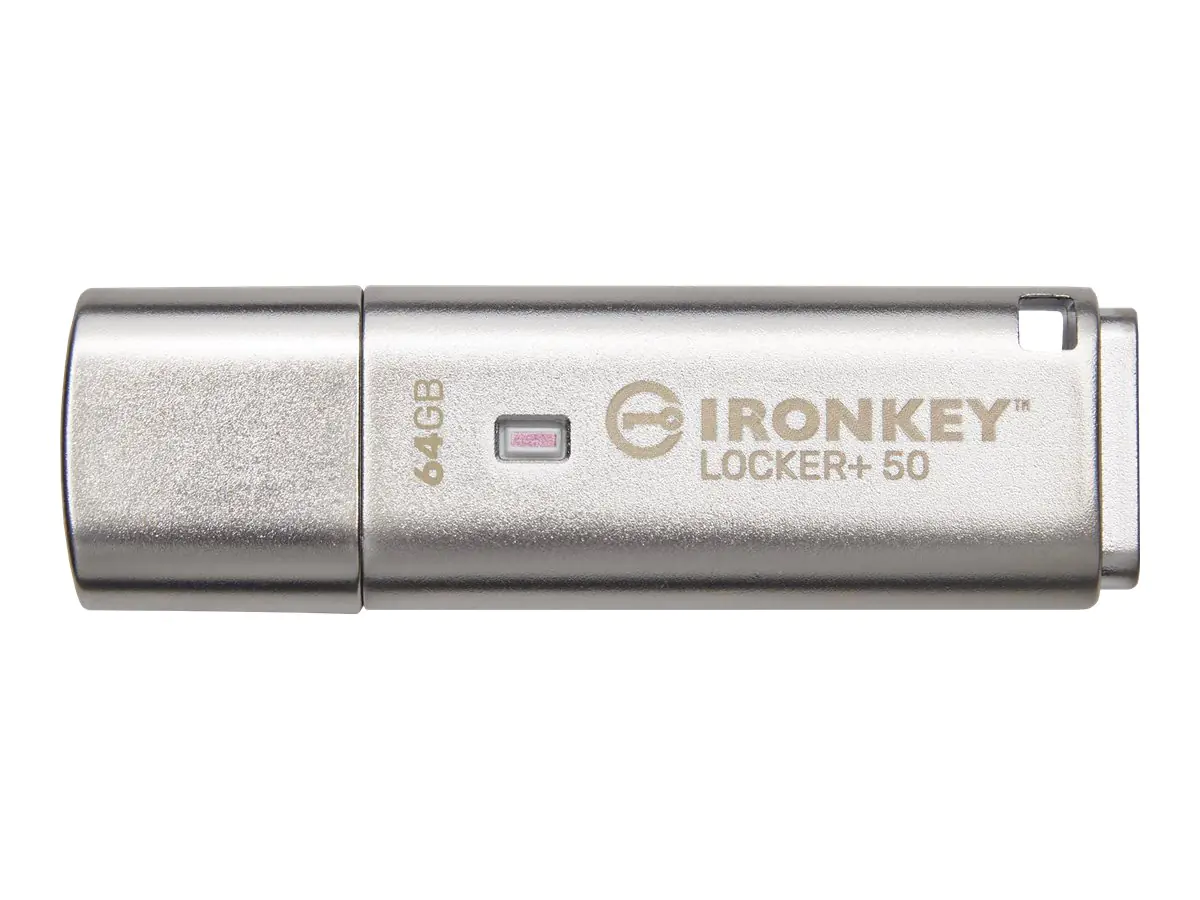 Kingston IronKey Locker+ 50 - USB-Flash-Laufwerk - verschlüsselt - 64 GB - USB 3.2 Gen 1