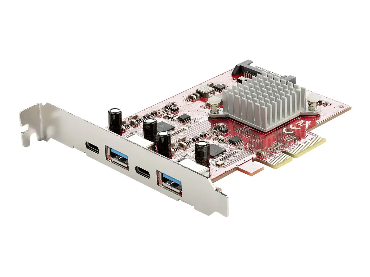 StarTech USB-C PCIe Karte mit 4 Ports - 10 Gbit/s USB PCI Express Erweiterungskarte mit 2 Controllern - 2x USB-C & 2x USB-A Ports - USB 3.1 Schnittstellenkarte - Full Profile (PEXUSB312A2C2V) - USB-Adapter - PCIe 3.0 x4 - USB-C 3.2 Gen 2 x 2 + USB-C