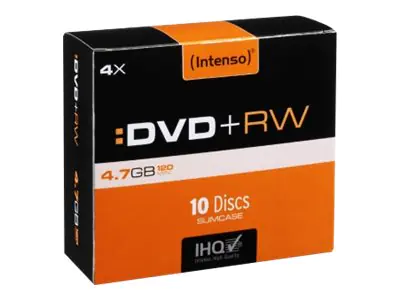 Intenso - 10 x DVD+RW - 4.7 GB (120 Min.) 4x - Slim Jewel Case
