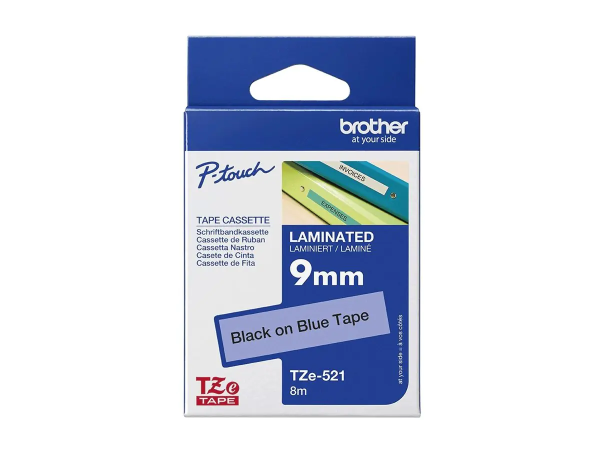 Brother TZe-521 - Schwarz auf Blau - Rolle (0,9 cm x 8 m) TZE521