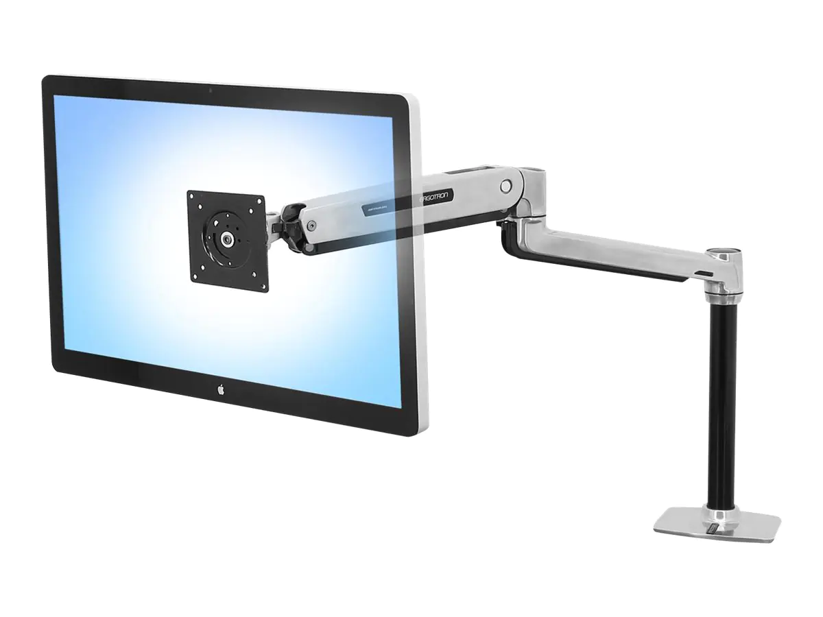 Ergotron LX - Befestigungskit (Verlängerungsarm, Stange, VESA-Adapter, Steh-Sitz-Arm, Tisch-Klemme, Befestigung für Kabeldurchgang) - für LCD-Display - Aluminium - Polished Aluminum - Bildschirmgröße: bis zu 106,7 cm (bis zu 42 Zoll) - Tischmontage