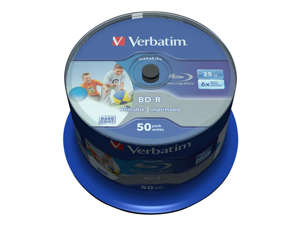 Verbatim DataLife - 50 x BD-R - 25 GB 6x - mit Tintenstrahldrucker bedruckbare Oberfläche - Spindel