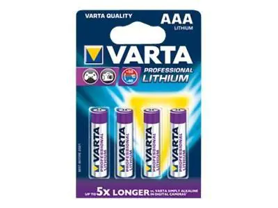Varta Batterien AAA, 4 Stück, Ultra Lithium, 1,5V, ideal für Digitalkamera, Spielzeug, GPS Geräte, Sport- & Outdoor-Einsätze, Einwegbatterie, AAA, Lithium, 1,5 V, 4 Stück(e), 1100 mAh 06103 301 404
