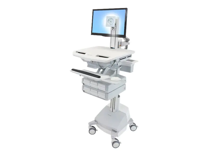 Ergotron Wagen - für LCD-Display / PC-Ausrüstung - medizinisch - Aluminium, verzinker Stahl, hochwertiger Kunststoff - Grau, weiß, Polished Aluminum - Bildschirmgröße: bis zu 61 cm (bis zu 24 Zoll) SV44-1361-2