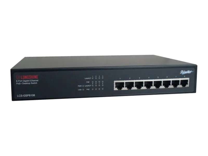 Longshine LCS-GSP8108 - Switch - unmanaged - 8 x 10/100/1000 (PoE)