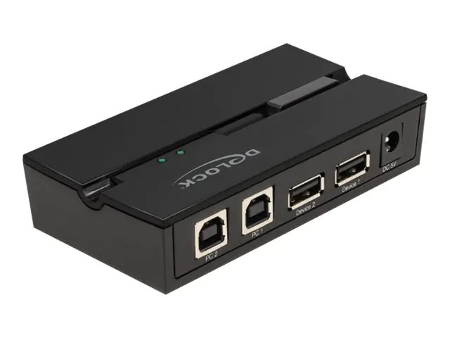 Delock - USB-Umschalter für die gemeinsame Nutzung von Peripheriegeräten - 2 x USB 2.0 - wandmontierbar, oberflächenmontierbar