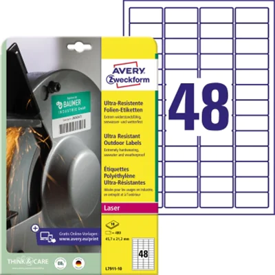 Avery Zweckform Folienetikett L7911-10 45,7x21,2mm 480 St./Pack. Avery Zweckform Folienetikett L7911-10 45,7x21,2mm 480 St./Pack.