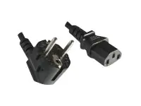 Helos - Stromkabel - power CEE 7/7 (M) gewinkelt zu power IEC 60320 C13 gerade - 250 V - 10 A - 1 m - Schwarz